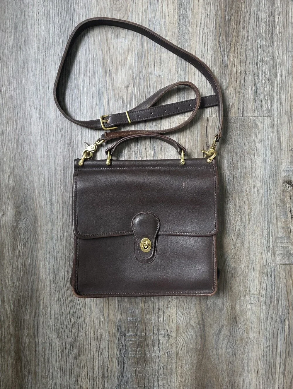 Vintage Coach Classic Brown Leather Men's Briefcase Shoulder Bag